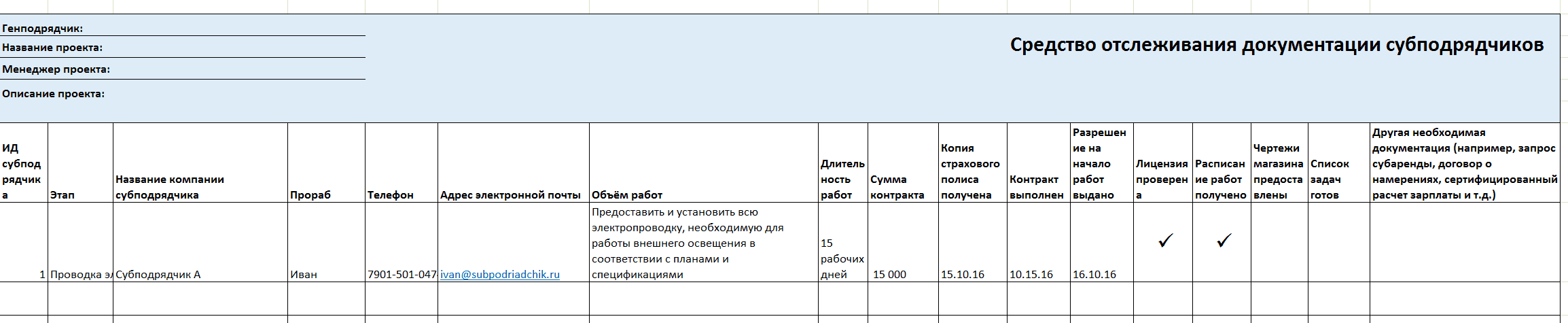 Шаблоны управления строительными работами в excel